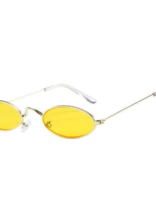 Окуляри іміджеві овальні унісекс у стилі ретро жовті в сріблястій оправі5 фото