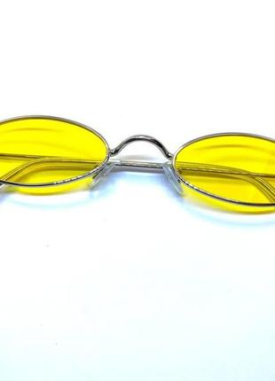 Окуляри іміджеві овальні унісекс у стилі ретро жовті в сріблястій оправі3 фото