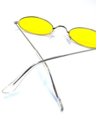 Окуляри іміджеві овальні унісекс у стилі ретро жовті в сріблястій оправі6 фото