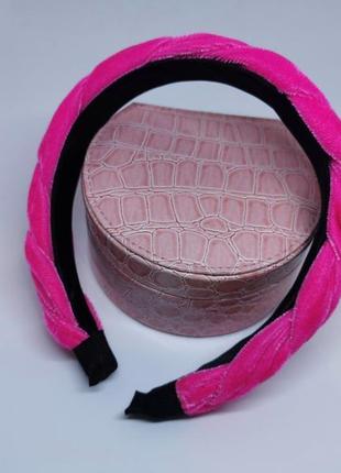 Женский бархатный обруч коса ободок для волос oxa розовый3 фото