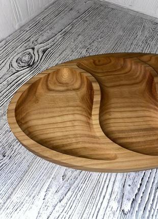 Менажница деревянная секционная тарелка овальная на 3 секции для подачи блюд2 фото