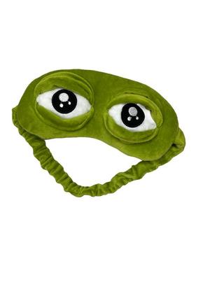 Плюшевая мягкая маска для сна 3d лягушонок зеленый1 фото