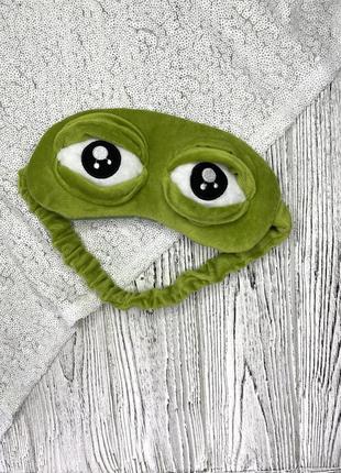 Плюшевая мягкая маска для сна 3d лягушонок зеленый3 фото