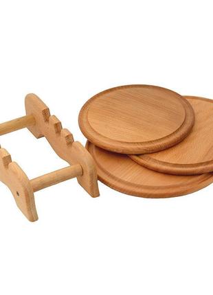 Набір обробних дощок з 3 штук круглі дерев'яні (04)2 фото