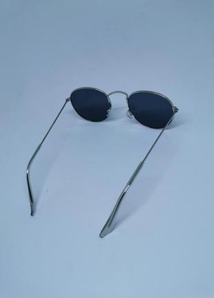 Солнцезащитные очки унисекс чёрные в металлической серебристой оправе6 фото