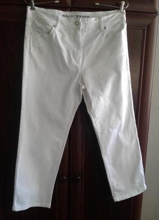 Брендовые базовые джинсы брюки стрейчевые белые прямые next parallel crop батал