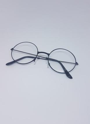 Имиджевые очки нулевки прозрачные унисекс круглые (черные)1 фото