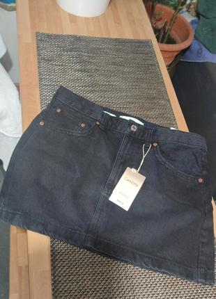 Короткая черная джинсовая юбка mango7 фото