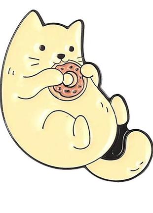 Значок / пин / металлический милая мультяшная кошка с пончиком