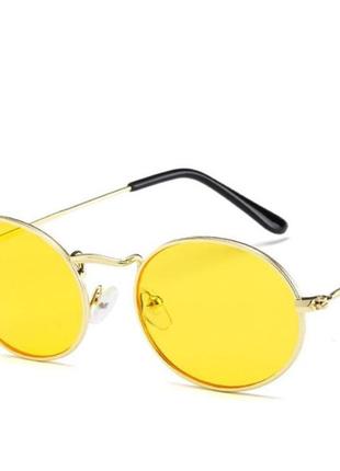 Сонцезахисні іміджеві окуляри oxa жовті в металевій золотистій оправі