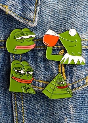 Набір пінів значків oxa pepe the frog жаби металеві зелені