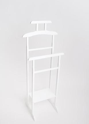 Вішалка- плічка підлогова подвійна з натурального дерева з пілочкою колір білий (115х45х36 см)