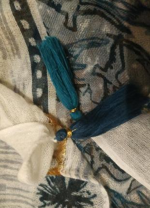 Палантин шарф c птичками 70% вискоза и30%тонкая шерсть lana7 фото