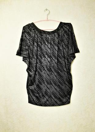 Стильная кофточка-блуза чёрная стрейчевая дизайн серебряные точки женская8 фото