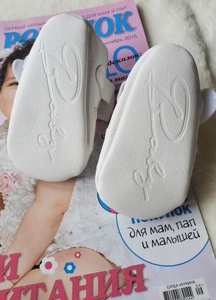 Детские пинеточки пинетки чешки туфельки белые для маленькой девочки ребенка 3м 6м 9м крестины праздник5 фото