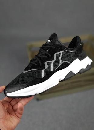 Мужские черно-белые кроссовки на весну adidas ozweego 🆕 адидас озевиго
