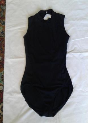 Чорний танцювальний купальник із коміром-стійкою та відкритою спиною capezio батал4 фото