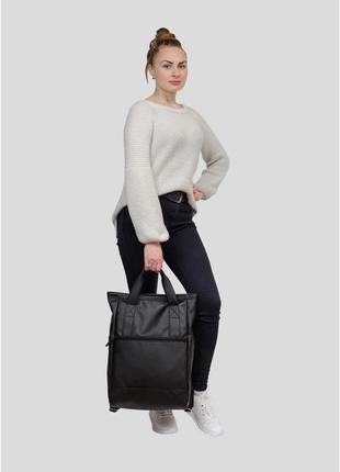 Женская сумка-рюкзак sambag shopper черная2 фото