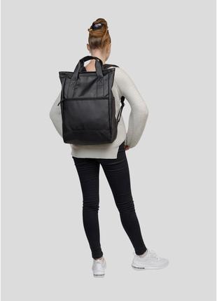 Женская сумка-рюкзак sambag shopper черная3 фото