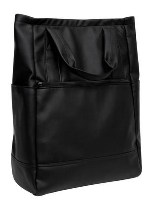 Женская сумка-рюкзак sambag shopper черная5 фото