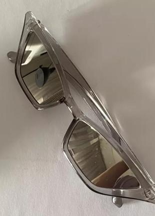 Женские солнцезащитные винтажные очки серые зеркальные3 фото
