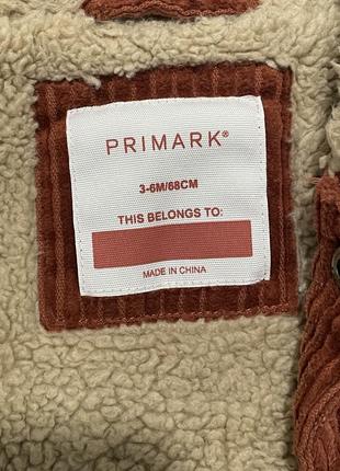 Вельветовая курточка primark на 3-6 месяцев2 фото