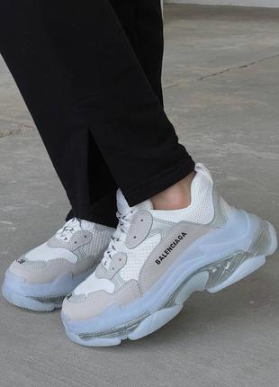 Кроссовки в стиле balenciaga triple s white/blue