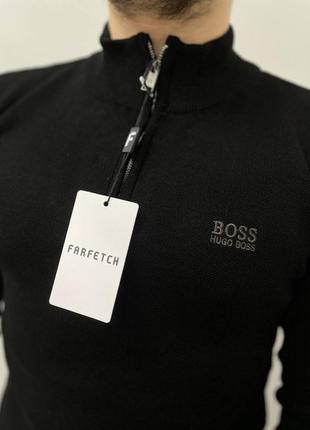 Брендовый мужской лонгслив / качественный лонгслив hugo boss в черном цвете на каждый день5 фото