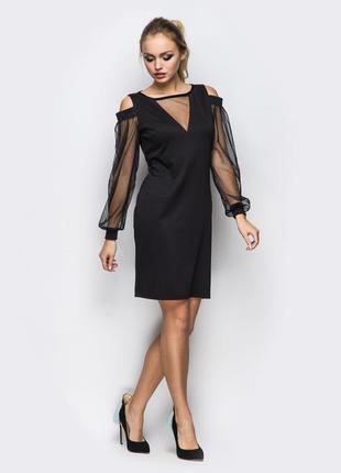 Универсальное черное платье-футляр из мягкого трикотажа1 фото