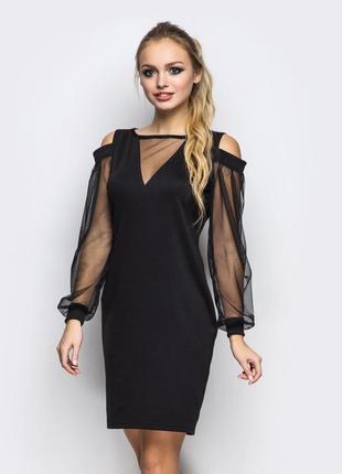Универсальное черное платье-футляр из мягкого трикотажа3 фото