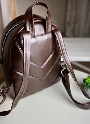 Женский коричневый рюкзак портфель небольшая экокожа2 фото