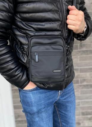 Мужская сумка борсетка через плечо черный цвет2 фото