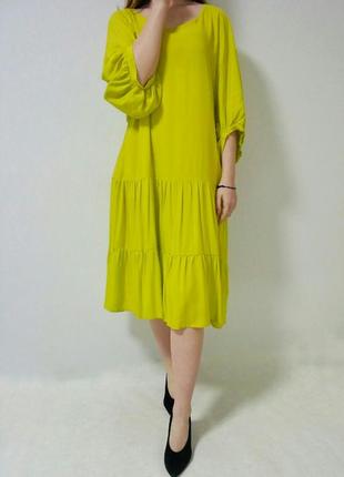 Платье ярусное лимонного цвета donatellaviaroma, италия4 фото