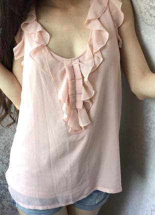 Нежная блуза с рюшами, размер m, пудрового цвета vero moda1 фото