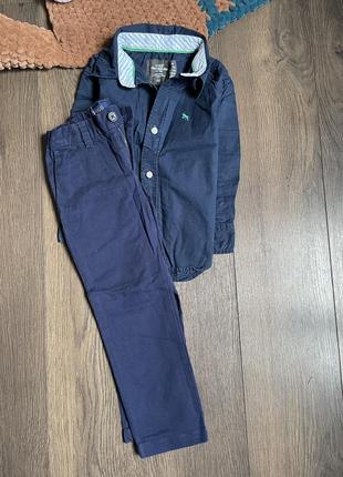 Синие брюки polo и hm рубашка синяя набор 2-3 года
