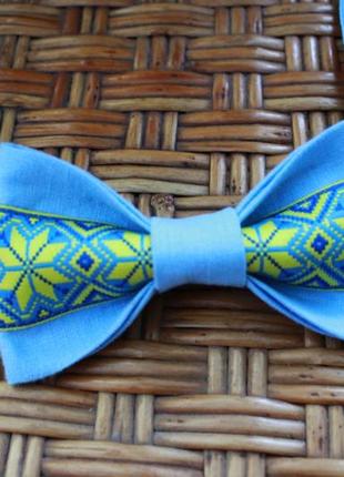 Галстук-бабочка голубая с украинским узором / краватка-метелик блакитна з українським візерунком