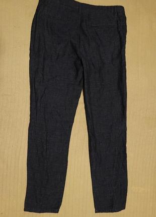 Стильные синие зауженные льняные брюки denim co slim fit англия 34/308 фото