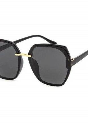 Окуляри жіночі сонцезахисні стильні чорного кольору форма округлий квадрат