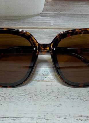 Окуляри жіночі сонцезахисні стильні леопард форма квадрат коричневі3 фото