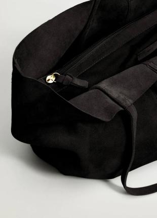 Черная кожаная сумка-шоппер mango4 фото