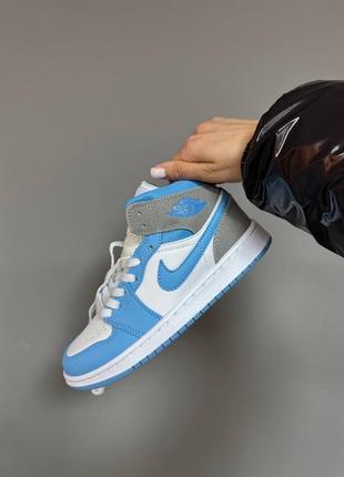Nike air jordan retro 1 mid “blue / grey” premium