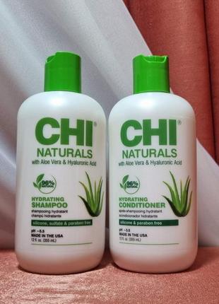 Chi naturals з алое віра та гіалуроновою кислотою (шампунь 355 мл + кондиціонер 355 мл)1 фото