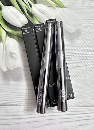 Чорна туш kiko milano twistable volume & length mascara1 фото