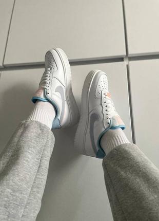 Кроссовки nike air force low"white/blue/pink"3 фото