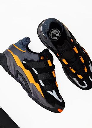 Чоловічі кросівки adidas niteball black orange чорні з помаранчевим🔥текстиль замша класні