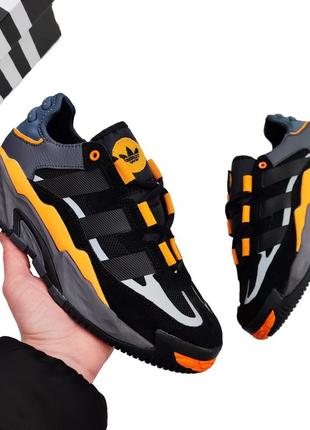 Мужские кроссовки adidas niteball black orange черные с оранжевым🔥текстиль замша классные3 фото