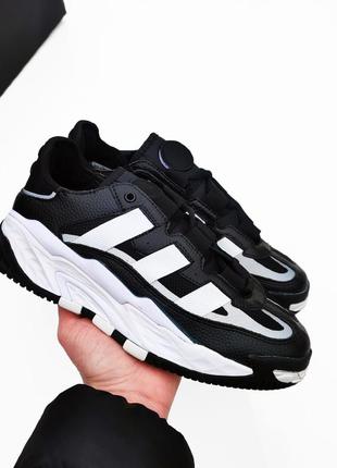 Мужские кроссовки adidas niteball black white черные с белым🔥текстиль замша классные4 фото