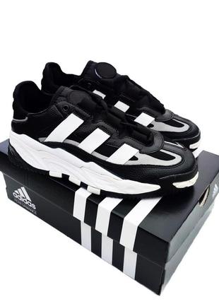 Мужские кроссовки adidas niteball black white черные с белым🔥текстиль замша классные2 фото