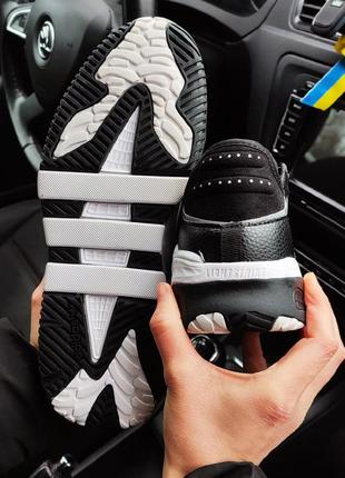 Чоловічі кросівки adidas niteball black white чорні з білим🔥текстиль замша класні7 фото