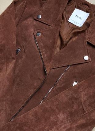 Натуральная замшевая куртка косуха mango кожаная кожаная кожаная размер xs маленький2 фото